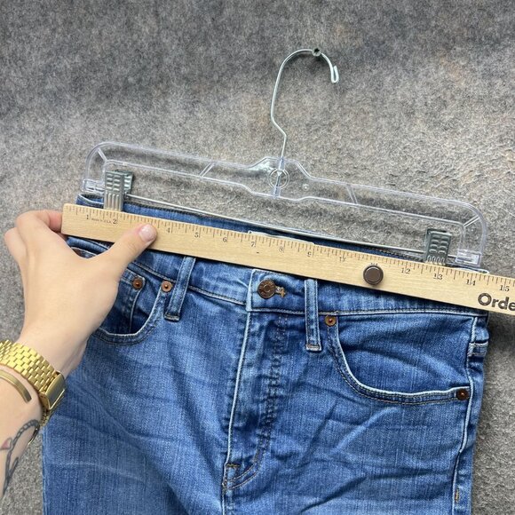 Madewell Cali Demi Boot Jeans Womens 28 Blue Raw Hem Cropped Stretch Denim - Picture 7 of 10